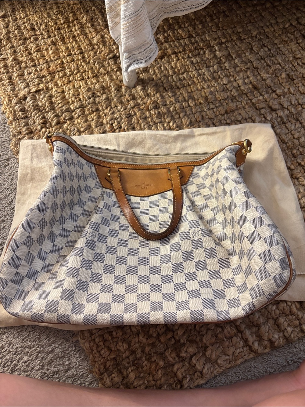 Louis Vuitton White & Tan Damier Azur Tote